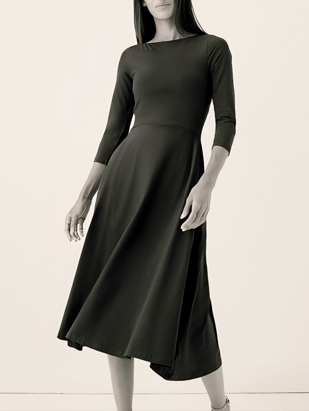 Pact: Black Fit & Flare Twisted Back Midi Dress